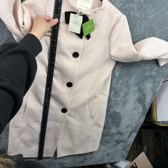 Kate Spade Cherie Pink Tweed Bow Coat Size 2 - New With Tags - Picture 14 of 16